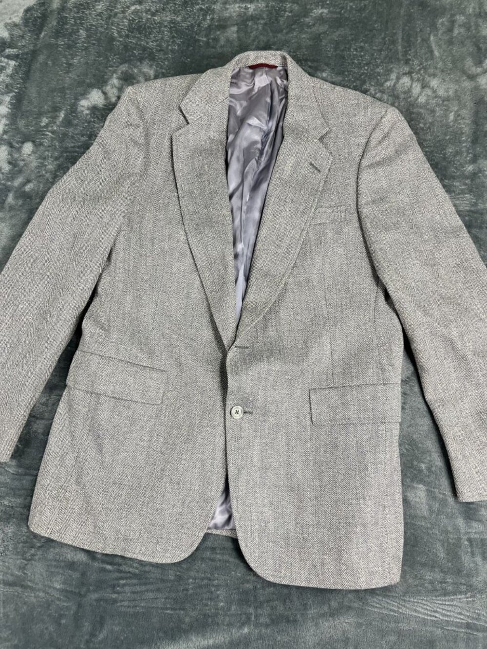 Hart Schaffner & Marx Mens Grey Herringbone Blazer Two-Button Jacket 40